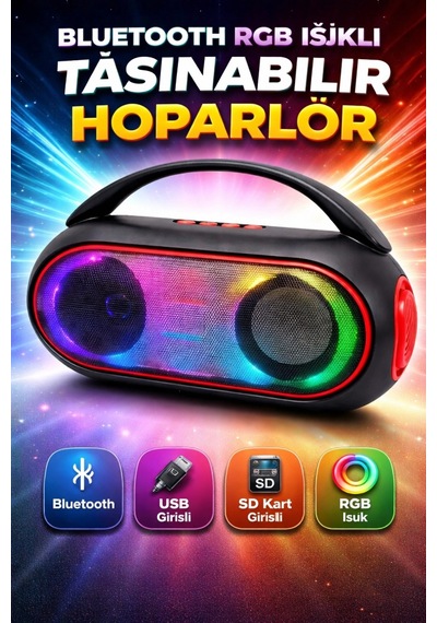 Platoon Pl-4693 Bluetooth Rgb Işıklı Speaker Bt / Usb / Sd Kart Girişli Taşınabilir Hoparlör