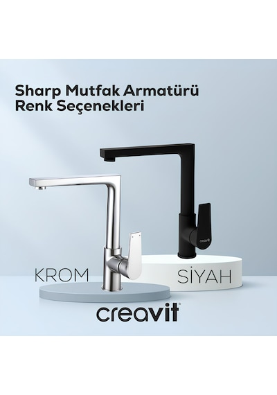 Creavit Sharp Lavabo Banyo Eviye Bataryası 3'lü Set SR1500S-SR2510S-SR8500S Siyah