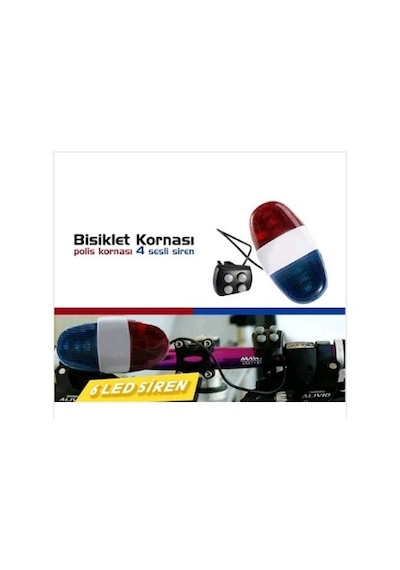 Bisiklet Polis Korna Siren Lamba 6 Işık 4 Farklı Melodi Beyaz