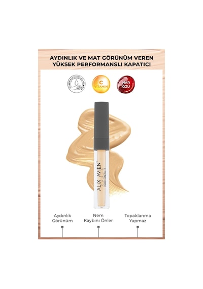 Alix Avien Aydınlık Görünüm Sağlayan Yoğun Likit Göz Altı Kapatıcısı Liquid Concealer 106 Creamy