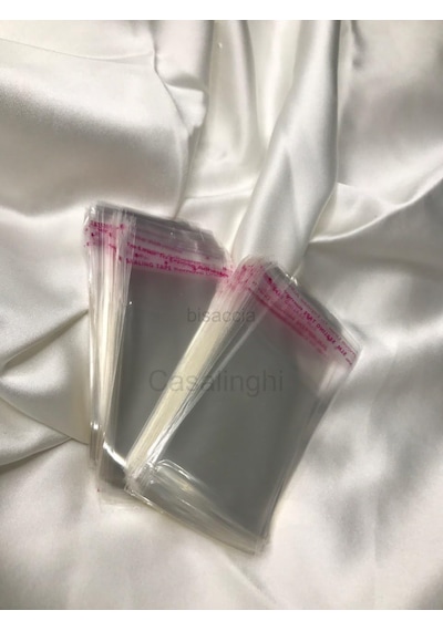 Şeffaf Jelatin Poşet 100 Adet 5x12 Cm Kendinden Yapışkanlı Bantlı Opp Torba Kapak Payı Dahil Ambalaj Casaling