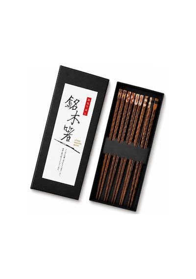 Valkyrie 5 Çift Ahşap Japon Yemek Çubuğu Seti Kutulu 22,4 Cm El Yapımı Sushi Chopstick