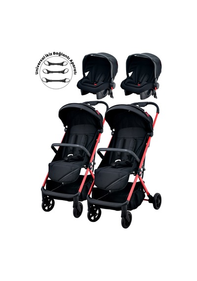 Joell Kabin Boy Ayrılıp Birleşebilen Travel Sistem İkiz Bebek Arabası