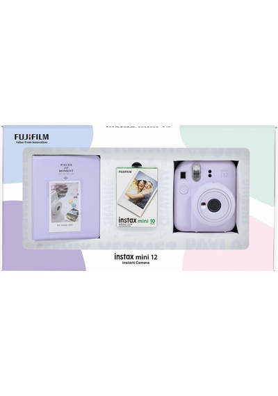 Fujifilm Instax Mini 12 Fotoğraf Makinesi + 10'lu Film + Pvc Albüm Bundle Box Lila