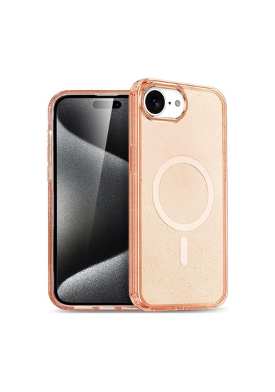 Apple Uyumlu iPhone 17e / 16e Kılıf M-safe Şarj Özellikli Simli Sert Şeffaf Allstar Kapak Turuncu