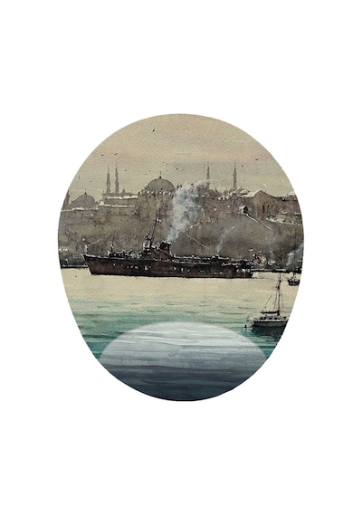 Istanbul Vapur Ve Cami Görselli - Bilek Destekli Mousepad