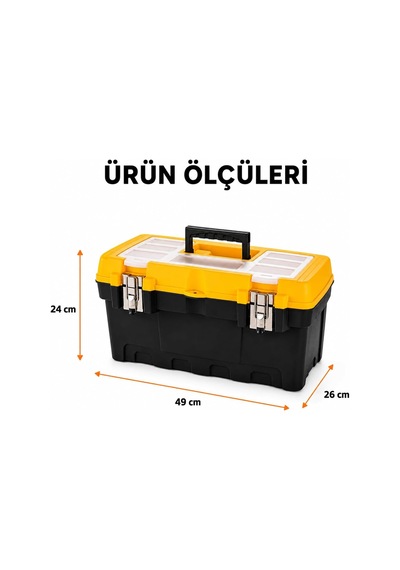 19 İnç Organizerli Takım Çantası, Metal Kilitli Plastik Alet Sandığı, Tornavida Pense El Aleti Düzenleyici, Tam Genel