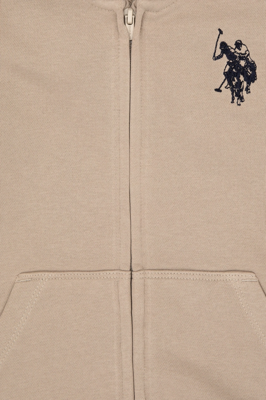 U.S. Polo Assn. Erkek Çocuk Koyu Bej Fermuarlı Kapüşonlu Sweatshirt 50316706-VR088