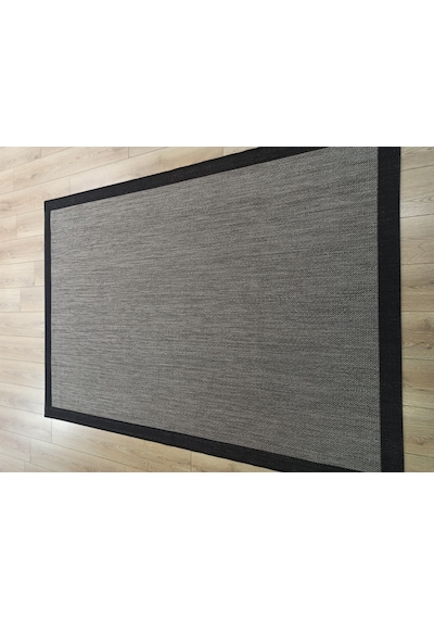 Çam Halı Sisal 9715 Gri / Siyah Bordürlü Jüt Sisal Kilim - 160x160