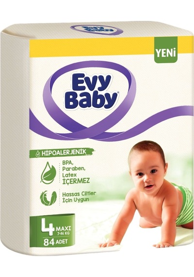 Evy Baby Bebek Bezi Beden:4 7-14kg Maxi 504 Adet Ekstra Süper Fırsat 6'lı