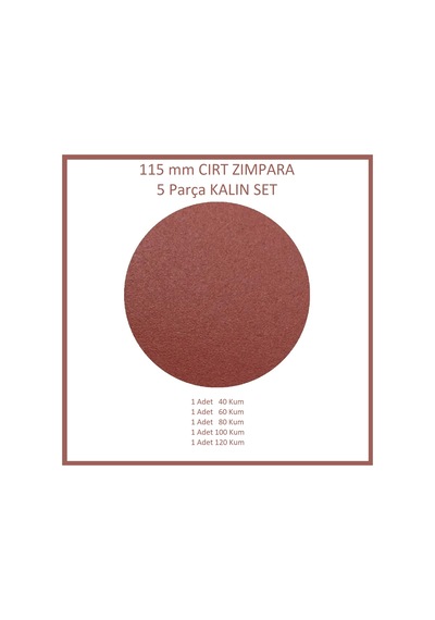115 Mm Cırt Zımpara Seti, 5 Parça, Kalın