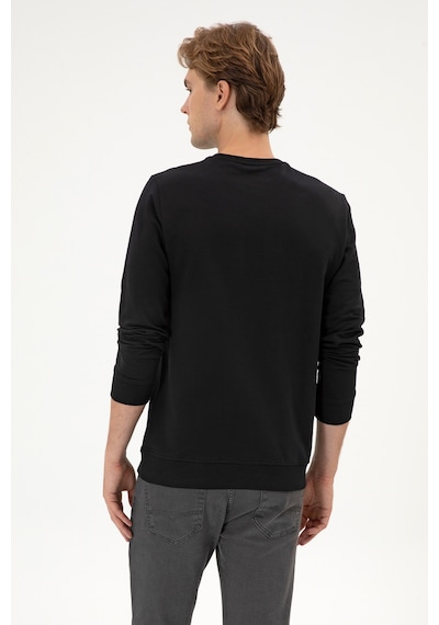 U.S. Polo Assn. Erkek Regular Fit Bisiklet Yaka Siyah İnce Basic Sweatshirt 50313743-VR046