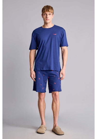 Defacto %100 Pamuk New Regular Fıt Kısa Kollu 2li İndigo Şortlu Pijama Takımı I0686ax26hsın42 İndigo-ın42 Defacto %100 Pamuk New Regular Fıt Kısa Kollu 2li İndigo Şortlu Pijama Takımı I0686ax26hsın42 İndigo-ın42