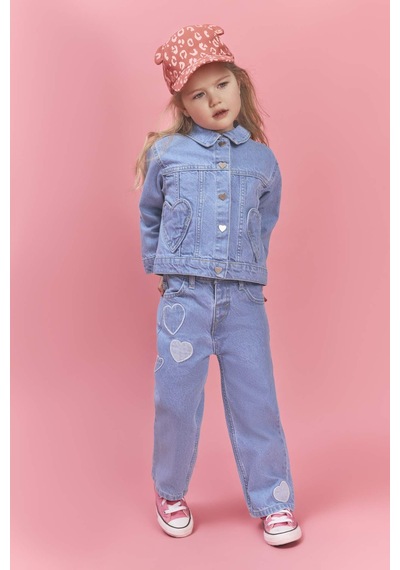Defacto Kalp Patchli Pamuklu Pantolon Kız Bebek H0368A526SM