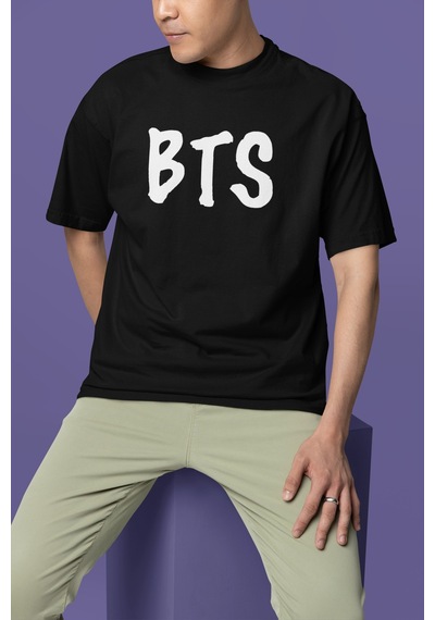 Sevbano Bts Sırt Baskılı Unisex Oversize Müzik Grubu Tişört Siyah