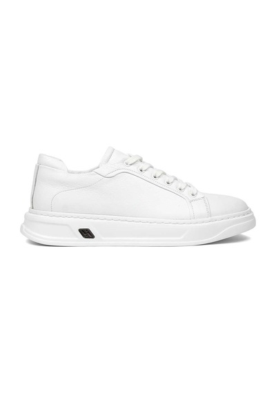 Erkek Beyaz Kalın Tabanlı Deri Sneaker