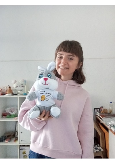 Canım Da Canım Balım Da Balım Baskılı Sevimli Peluş Tavşan 25 Cm Açık Gri