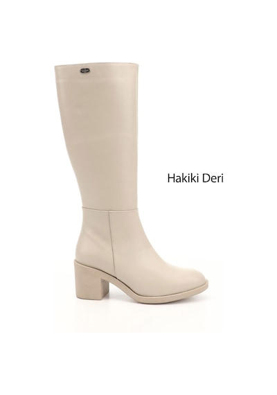 Gönderi(R) Gönderi R Kadın Bej Fermuarlı Kalın Topuklu Hakiki Deri Çizme Gkzc13452512 Bej