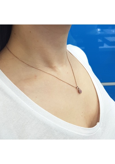 Lova Pırlantalı Oval Morganit Anturaj Kolye - 2070020