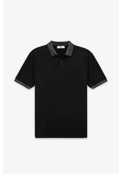Süvari Siyah Regular Düz Baskısız Pike Polo Yaka Tişört Sts1014000007-s09