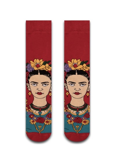 Bidigago Frida Desenli Soket Çorap Kırmızı