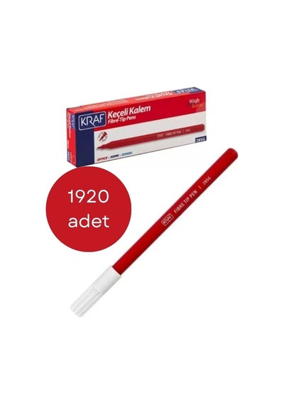 Kraf 285g Kırmızı Keçeli Kalem, 1920 Adet - 1 Koli