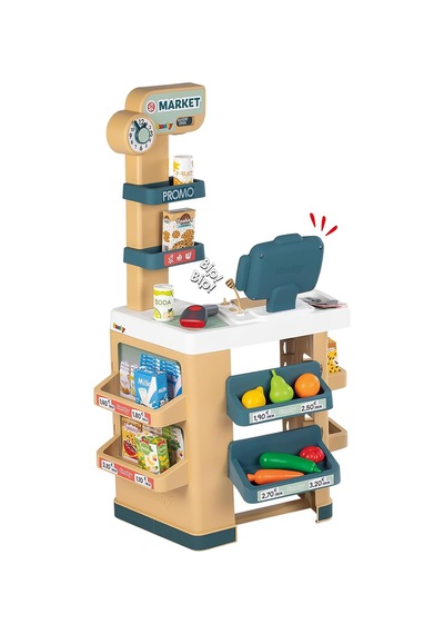 Smoby, 350238, Yazar Kasalı Market, Fonksiyonel, Aksesuarlı, Pilli, Alışveriş Arabalı