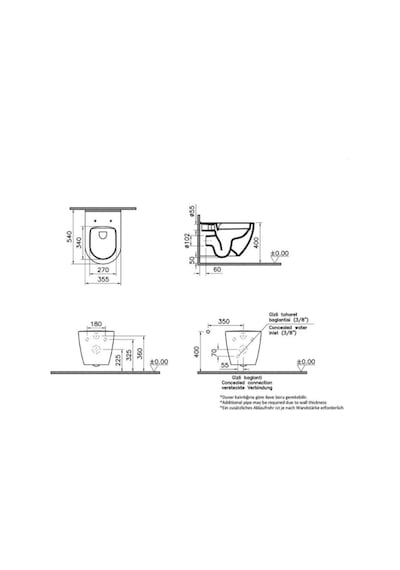 VitrA S60 Smooth Flush Asma Klozet 7510L003-0090 + VitrA Unıversal 2 Soft Klozet Kapağı 121-003-909