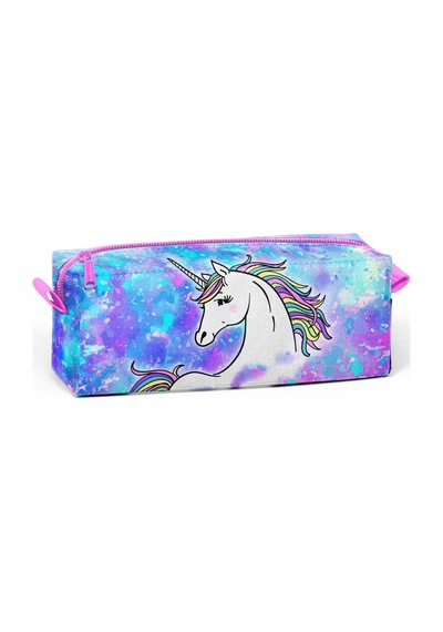 Coral High Tek Gözlü Mavi Unicorn Desenli Kalem Çantası - Kız