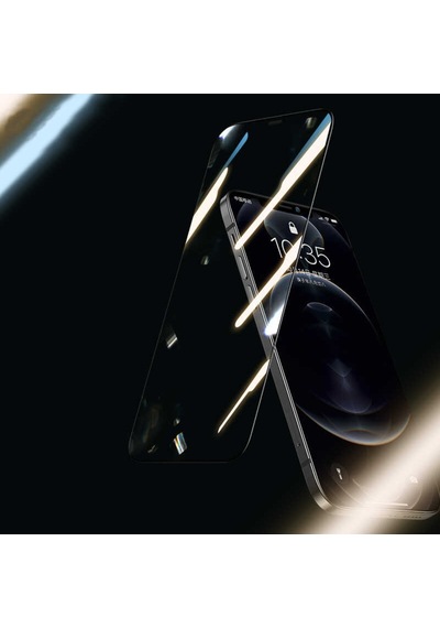 Apple Uyumlu   iPhone 12 Pro Max Kingkong Corning Glass Temperli Cam Ekran Koruy Siyah