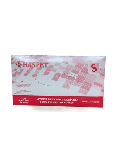 Haspet Pudralı Lateks Eldiven Small 100 Lü Beyaz