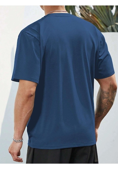 Flood Of Style Unisex Siyah Oversize Bisiklet Yaka %100 Pamuk Live Life Baskılı Lacivert