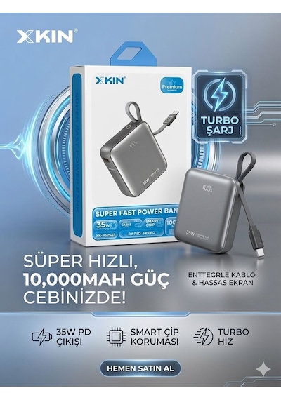 Lenovo Idea Tab Plus Tb361fu 12.1'' Uyumlu 10000 Mah 35w Hızlı Şarj Powerbank Siyah