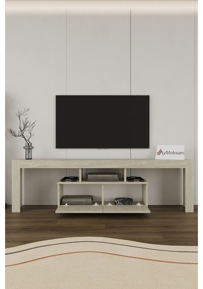 Loki 2 Kapaklı Raflı Tv Ünitesi 180 Cm Traverten Desen Traverten