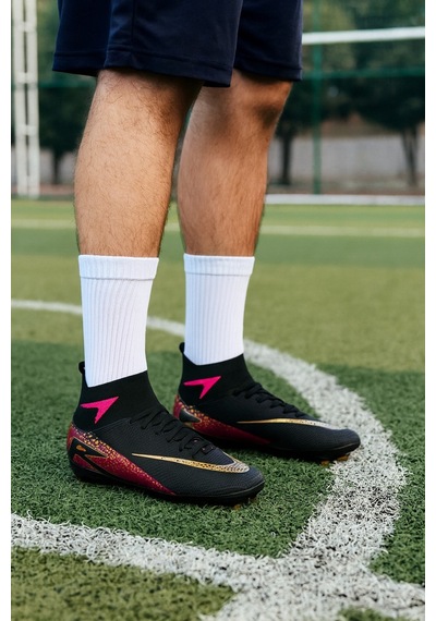 Çoraplı Superfly Halı Saha Futbol Ayakkabısı Siyah