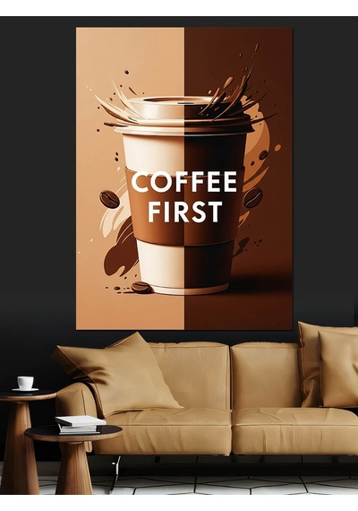Ahşap Tablo Kahve Sıçraması Reklam Posteri