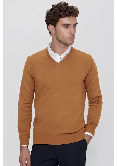 Morven Basic Dinamik Fit Rahat Kesim V Yaka Triko Kazak 99kc017004408 Camel