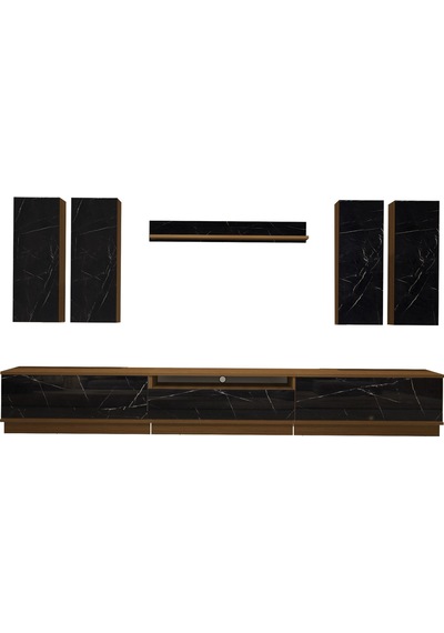Decoraktiv Trendstyle 8ds Mdf Tv Ünitesi Tv Sehpası Ceviz - Siyah Mermer