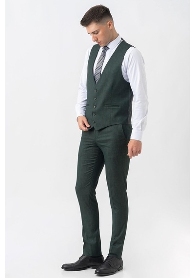 White Stone Gland Ty2423 Yelekli Likralı Slim Fit Takım Elbise Desenli-desenli Koyu Yeşil White Stone Gland Ty2423 Yelekli Likralı Slim Fit Takım Elbise Desenli-desenli Koyu Yeşil