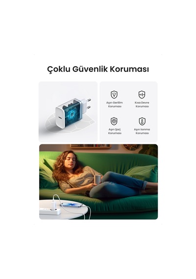 Ugreen 20w Hızlı Şarj Cihazı Qc Pd Hızlı Şarj Cihazı 1xusb-c, Beyaz, 60450