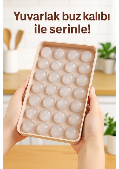 Şık Ve Pratik Buz Küreleri İçin Yuvarlak Buz Kalıbı İçeceklerinize Tarz Katın Kolay Kullanımlı Plast Diğer