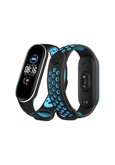 Newface - 878 - Xiaomi Mi Band 4 Spor Delikli Kordon - Csmo-tex - - Siyah-turkuaz