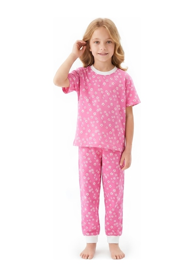 Modanino Kız Çocuk %100 Pamuk Ve Baskılı Pijama Takımı 3-8 Yaş 12720ıs Koyu Pembe