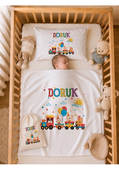 Pia Baby İsme Özel Hastane Çıkışı %100 Pamuk Erkek Bebek Organik Baskılı Tulum Set Keseli Hediyelik 2050tybkyx Krem