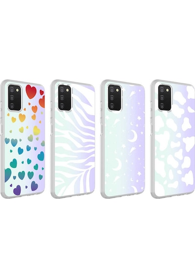 Zore Galaxy Uyumlu A03s Kılıf M-blue Desenli Kapak - Heart No3 Heart No3