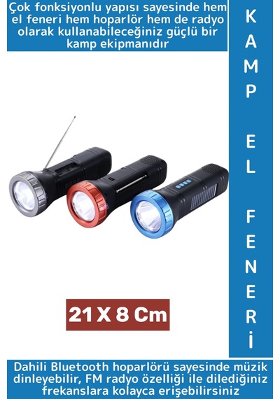 Premium Çok Fonksiyonlu Bluetooth Radyolu Şarjlı Güneş Enerjili Kolay Kavrama Outdoor Kamp El Feneri Çok Renkli