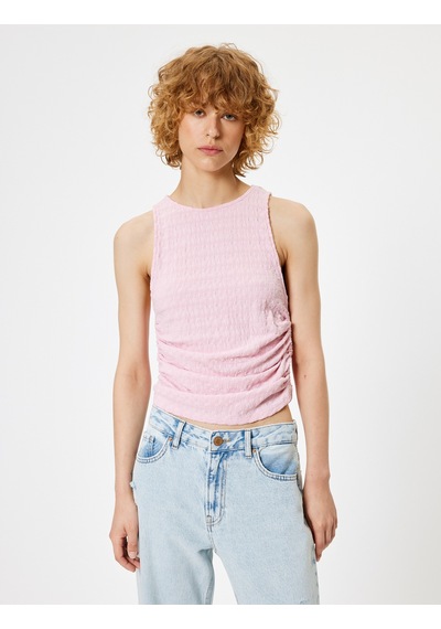 Koton Drape Detaylı Atlet Dokulu Pembe 4sal30002ık Gül