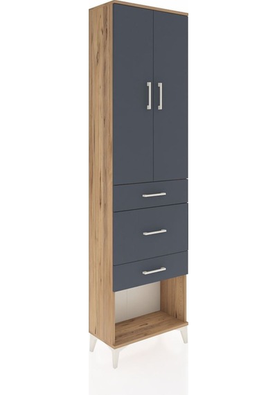 Arges Dolap 2 Raflı 3 Çekmeceli Tek Askılı 60x30x221 Çam-antrasit Atlas Çam
