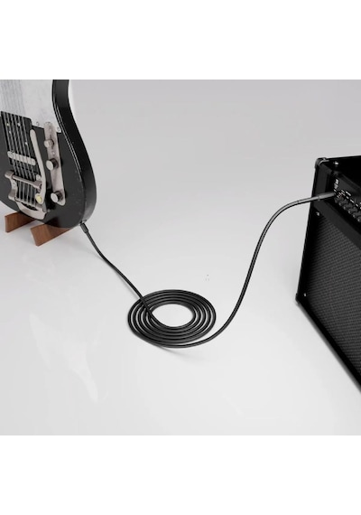 Gitar Jack Kablosu 10m/32,8ft - Elektro Akustik Bas Bağlama Keman Kemençe Amfi&mixer Uyumlu Jack Kablosu