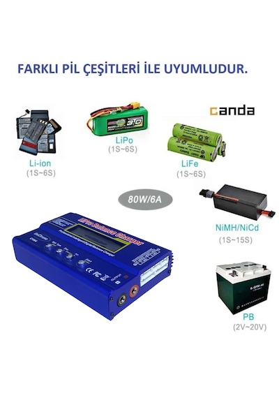 80w Rc Lityum Pil Şarj Cihazı 18650 Lityum Pil Şarj Aleti